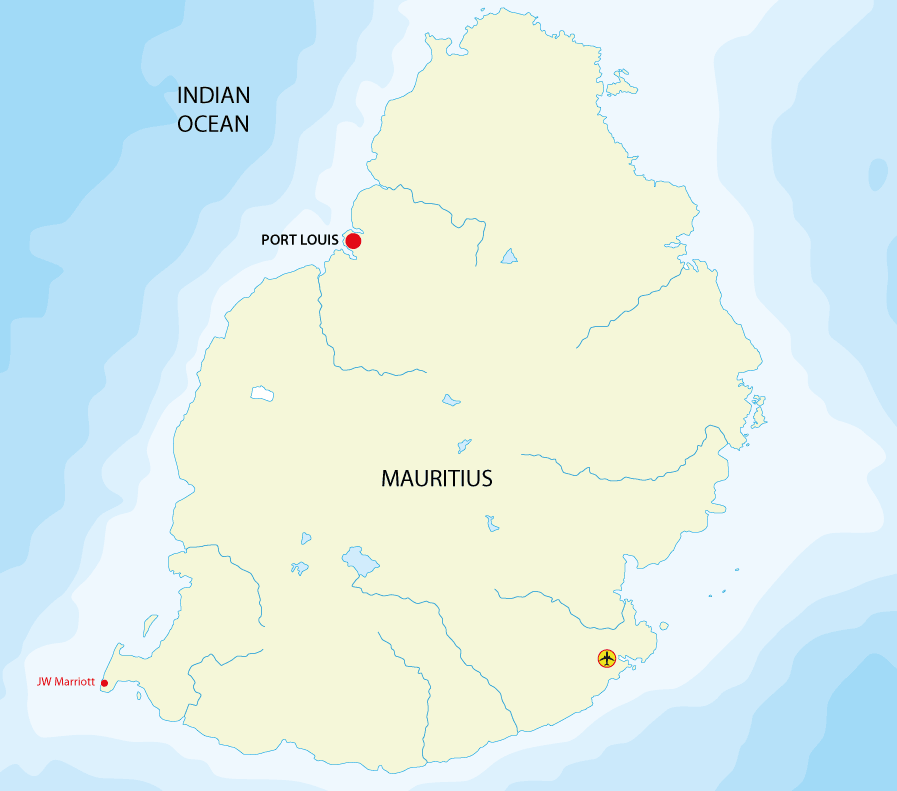 JW Marriott location map, Mauritius JW Marriott location map, Mauritius
